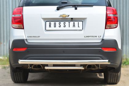 Защита RusStal заднего бампера d63/42 дуга двойная для Chevrolet Captiva 2013-2016. Артикул CAPZ-001754