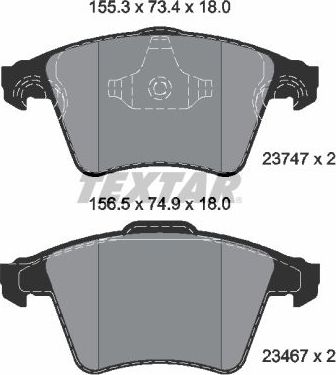 Тормозные колодки Textar Q+ передние для Volkswagen Multivan T5 2003-2015. Артикул 2374702