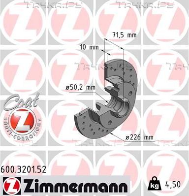 Тормозной диск Zimmermann SPORT Z задний для SEAT Toledo I 1993-1999. Артикул 600.3201.52