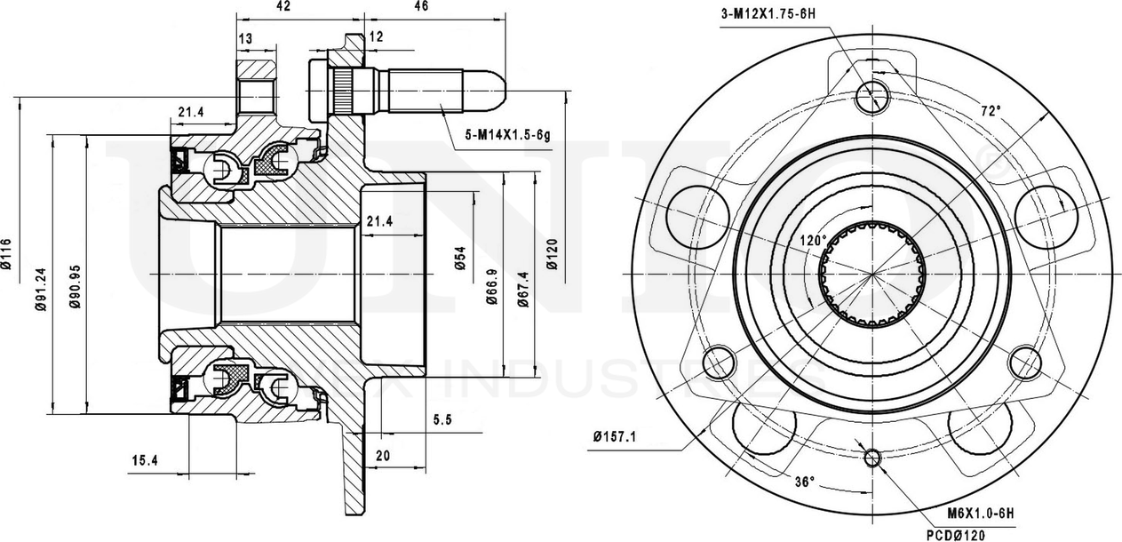Ступица колеса с интегрированным подшипником (Unio). Артикул HUB-20250