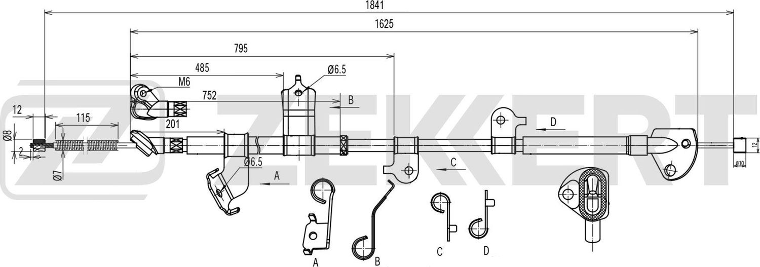 Трос ручника (тросик ручного тормоза) Zekkert. Артикул BZ-1420