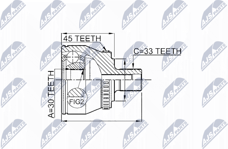Шрус внутренний (граната) NTY. Артикул NPZ-VW-008