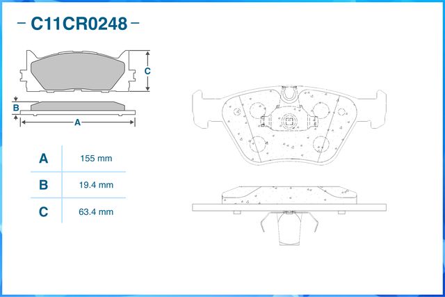 Колодки тормозные передние (Low Metallic) (Cworks). Артикул C11CR0248