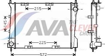 Радиатор охлаждения двигателя AVA. Артикул RT2554