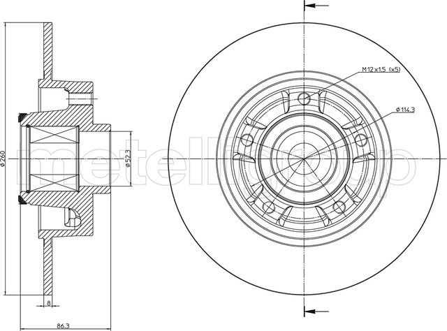 Тормозной диск Metelli задний для Renault Megane IV 2016-2026. Артикул 23-1095