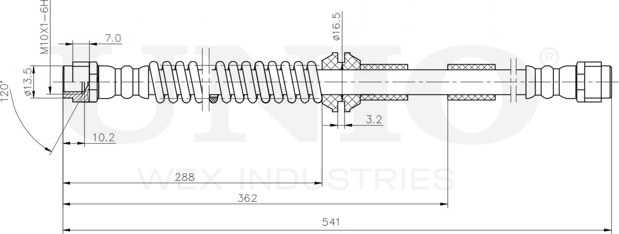 Шланг тормозной (Unio). Артикул BRH-10107