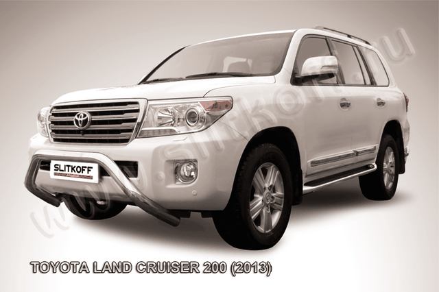 Кенгурятник Slitkoff d76 низкий широкий мини для Toyota Land Cruiser 200 2013-2015. Артикул TLC2-13-009