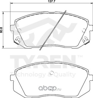 Колодки тормозные дисковые | перед | (Tyren). Артикул TYR1216211