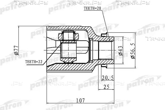 Шрус внутренний (граната) Patron. Артикул PCV1172