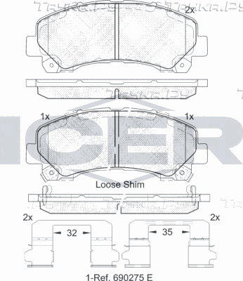 Тормозные колодки Icer. Артикул 182082