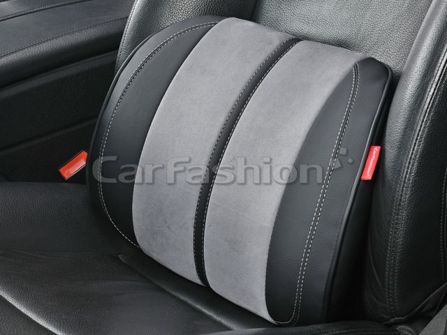 Подушки под поясницу CarFashion Flex ортопедическая L экокожа/замша, цвет Серый/Черный/Серый. Артикул 41572