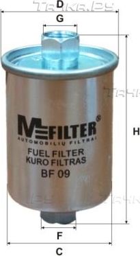 Топливный фильтр MFilter для Oldsmobile Cutlass Supreme 1988-1997. Артикул BF 09