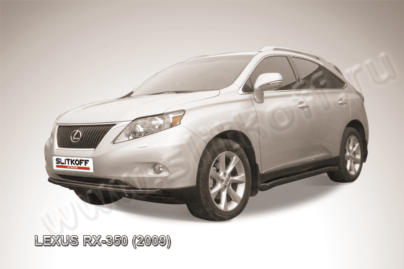 Защита Slitkoff переднего бампера d57 ЧЕРНАЯ матовая для Lexus RX 350 2009-2012. Артикул LRX35008B