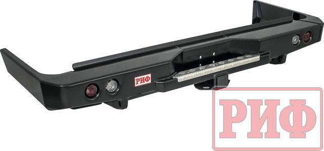 Бампер силовой РИФ задний с квадратом под фаркоп и фонарями для Toyota Land Cruiser 76 2007-2026. Артикул RIF076-21150