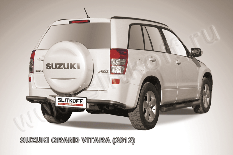 Защита Slitkoff задняя d57 уголки ЧЕРНАЯ матовая для Suzuki Grand Vitara III 5-дв. 2012-2015. Артикул SGV12009B