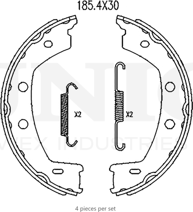 Колодки тормозные барабанные, комплект (Unio). Артикул BRP-10028