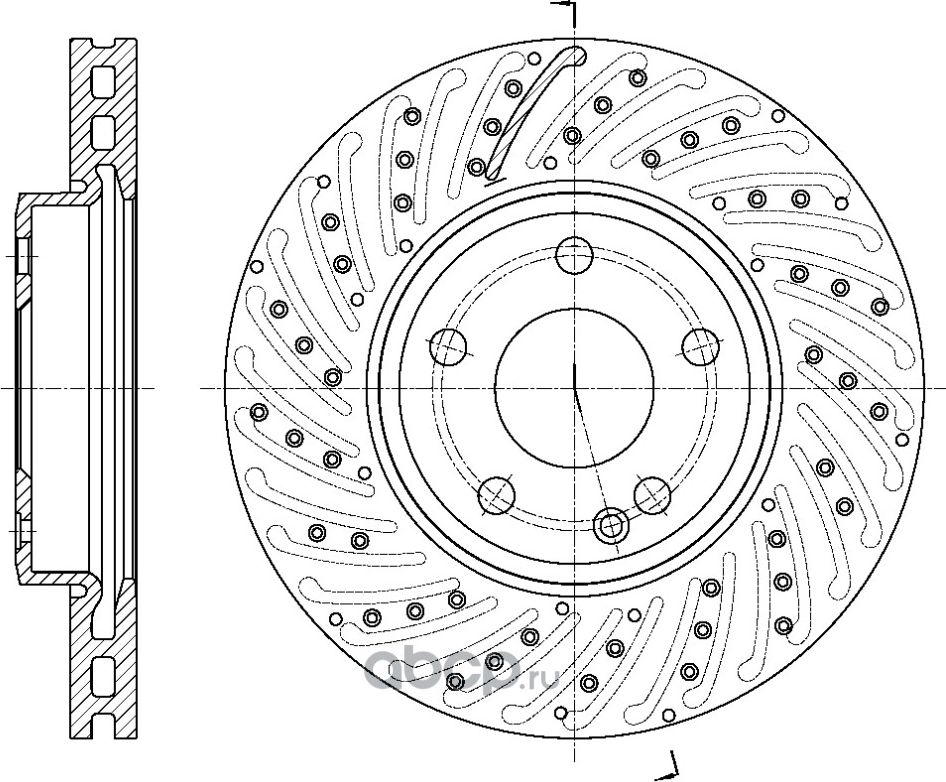 Диск тормозной вентилируемый (G-Brake). Артикул GR21539
