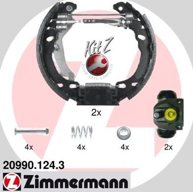 Тормозные колодки Zimmermann KIT Z задние для Fiat Panda II 2003-2012. Артикул 20990.124.3