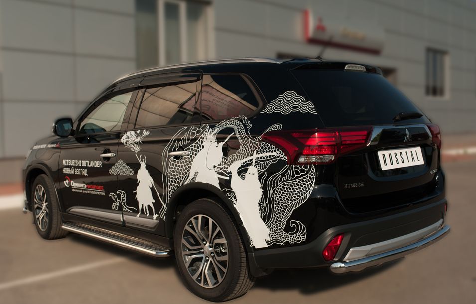 Защита RusStal заднего бампера d63 (дуга) для Mitsubishi Outlander III 2015-2018. Артикул MOZ-002113
