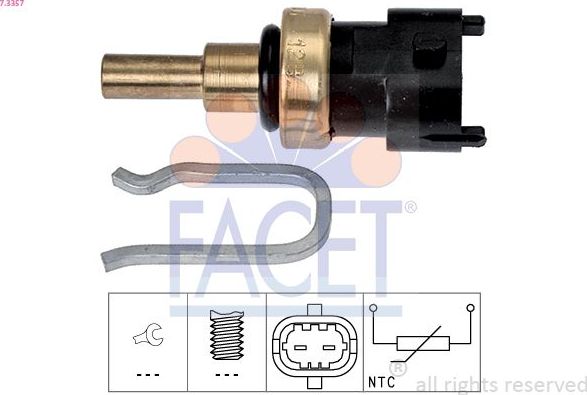 Датчик температуры охлаждающей жидкости Facet Made in Italy - OE Equivalent. Артикул 7.3357