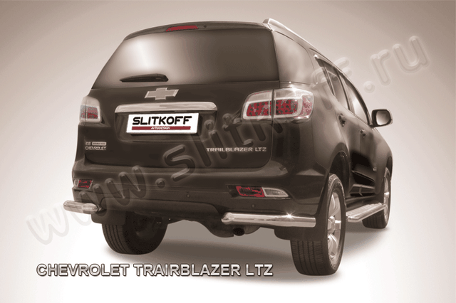 Защита Slitkoff задняя d76 уголки для Chevrolet TrailBlazer II 2012-2016. Артикул CHTB12-015