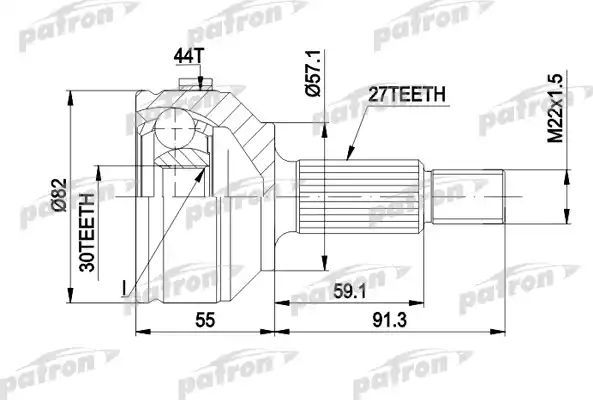 Шрус наружный (граната) Patron для Ford Mondeo II 1996-2000. Артикул PCV1201