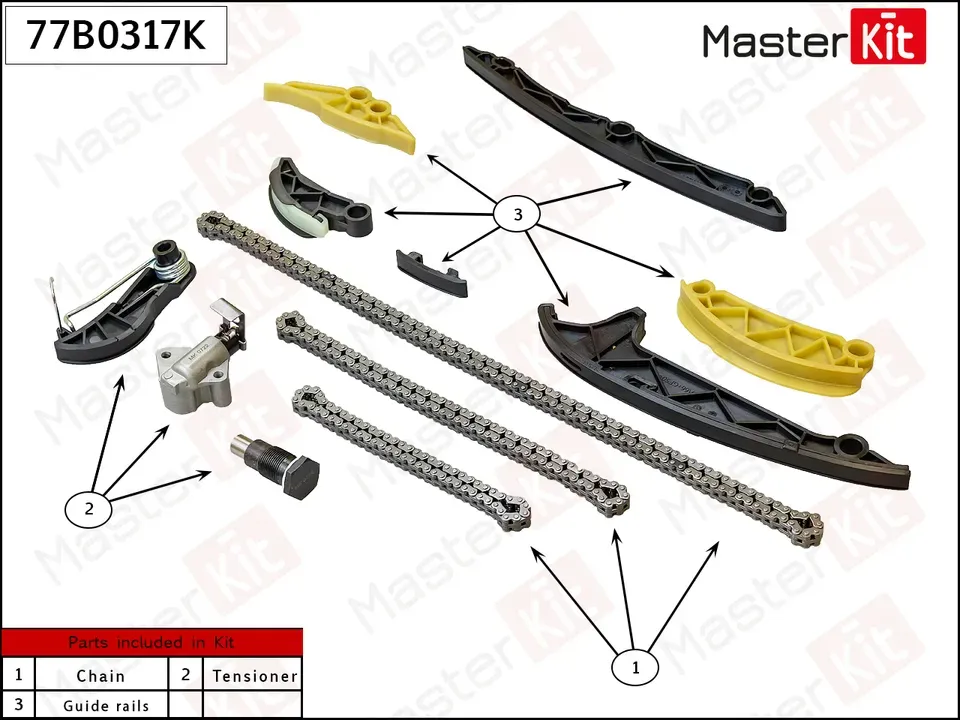 Комплект цепи ГРМ GREAT WALL GW4C20 без звездочек (Master KIT). Артикул 77B0317K