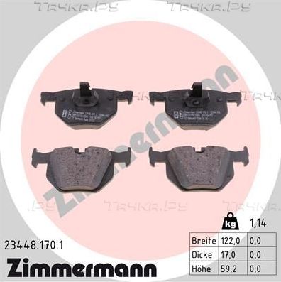 Тормозные колодки Zimmermann задние для BMW X5 II (E70) 2006-2013. Артикул 23448.170.1