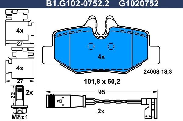 Тормозные колодки Galfer. Артикул B1.G102-0752.2