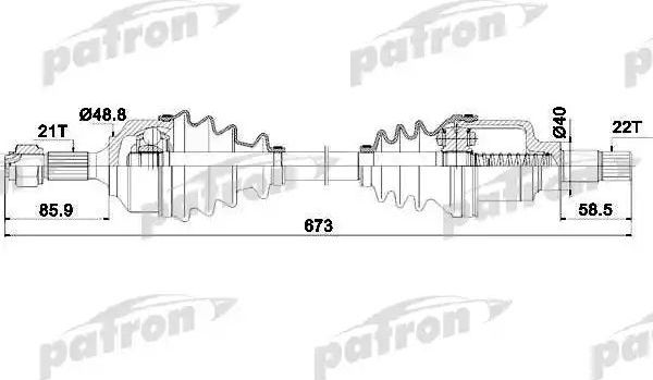 Полуось (привод в сборе, приводной вал) Patron левая для Citroen C3 I 2002-2009. Артикул PDS0126