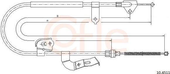 Трос ручника (тросик ручного тормоза) Cofle. Артикул 10.4511