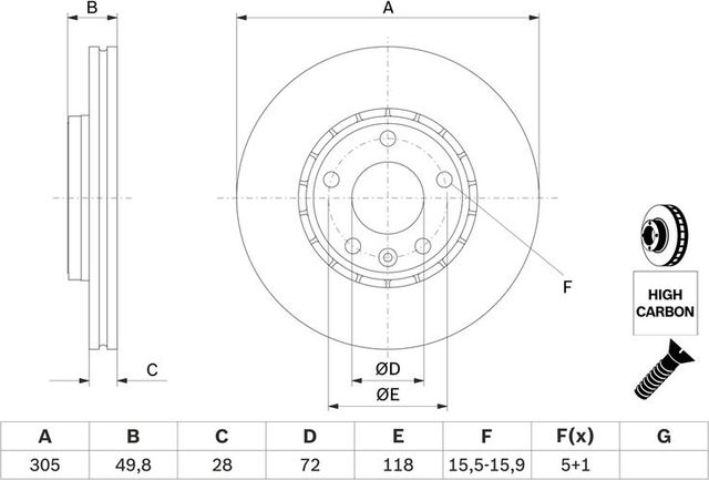 Тормозной диск Bosch. Артикул 0 986 479 B69