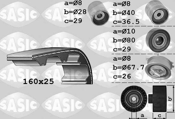 Ремень ГРМ с роликами (комплект) Sasic. Артикул 1756059