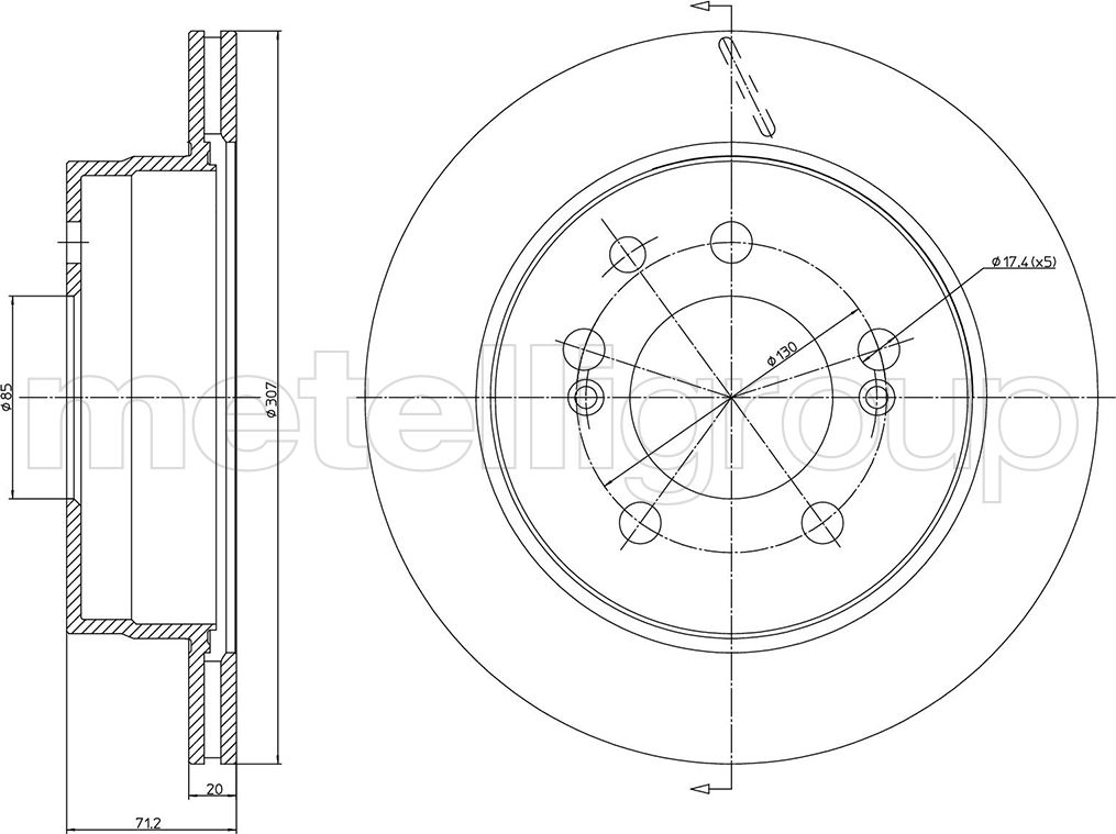 Тормозной диск Metelli. Артикул 23-1562C