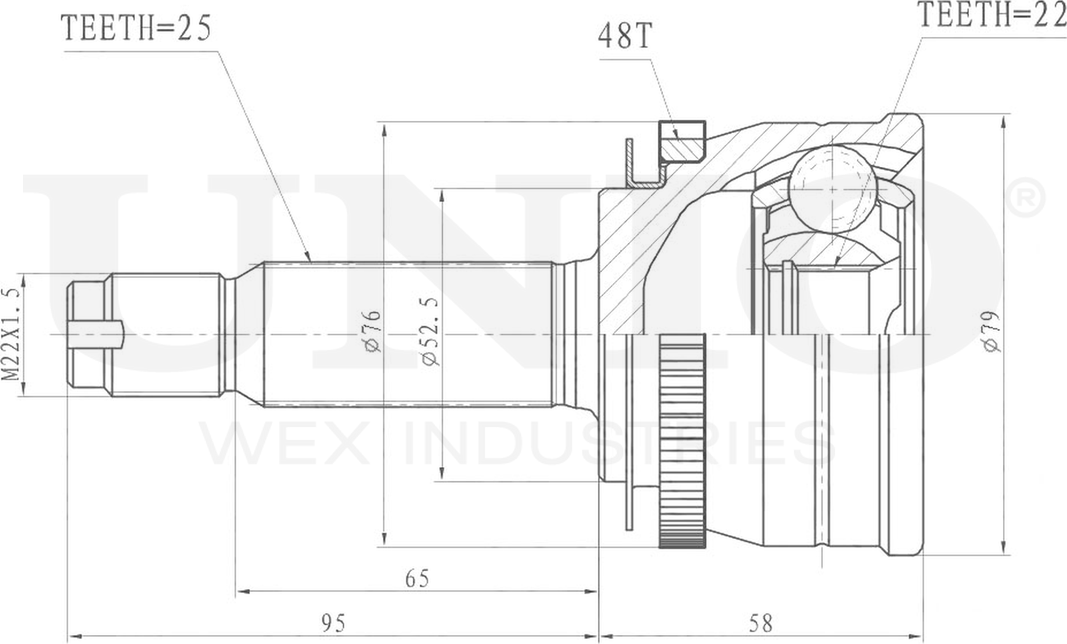 ШРУС наружный (Unio). Артикул CVJ-20026