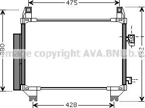Радиатор кондиционера (конденсатор) AVA для Toyota Yaris II 2005-2012. Артикул TOA5407D