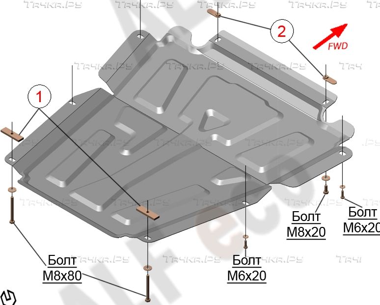 Защита алюминиевая Alfeco для картера и МКПП Lada Xray 2015-2026. Артикул ALF.28.15al