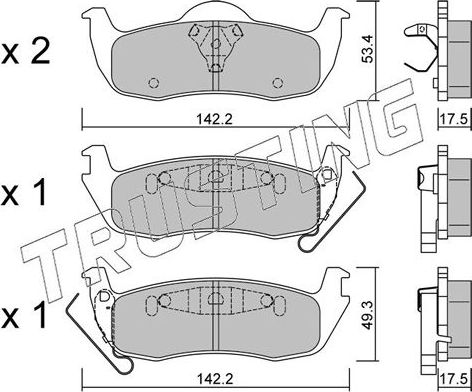 Тормозные колодки Trusting задние для Jeep Grand Cherokee III (WK) 2004-2010. Артикул 736.0