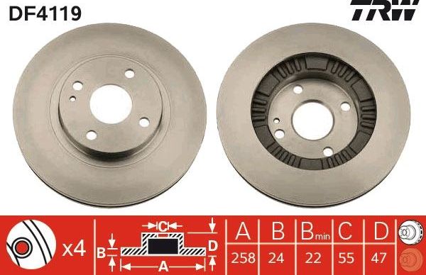 Тормозной диск TRW. Артикул DF4119