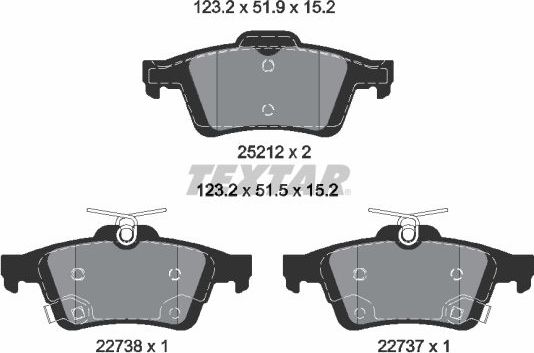 Тормозные колодки Textar Q+ задние для Ford Focus III 2016-2019. Артикул 2521204