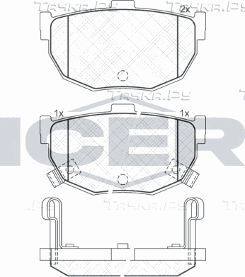 Тормозные колодки Icer задние для Nissan Maxima J30 1988-1994. Артикул 181144
