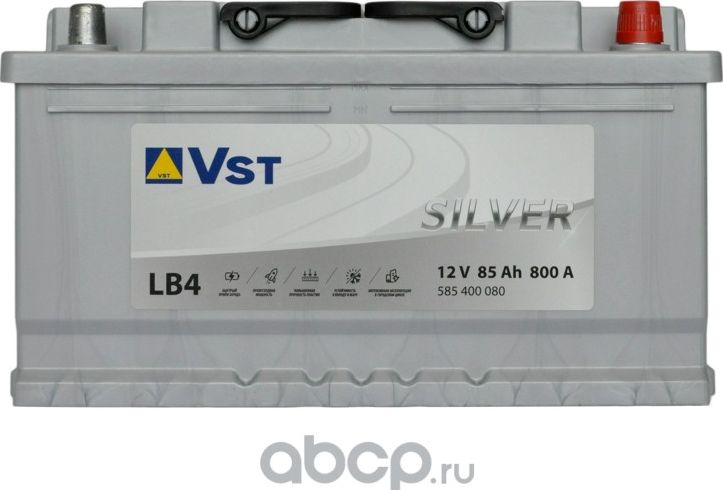 АКБ VST SILVER 6СТ-85.0 A/h LB4 (-/+) 12V 800A EN низкий 315x175х175 / 585 400 0 VST. Артикул 585400080