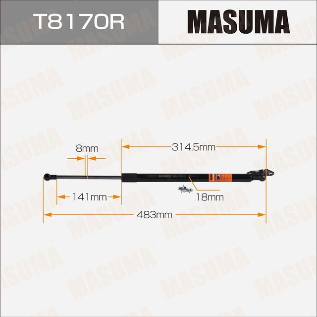 Упор газовый багажника MASUMA, L=483mm (1/20). Артикул T8170R