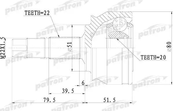 Шрус наружный (граната) Patron для Fiat Brava 1998-2002. Артикул PCV1073