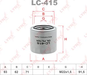 Масляный фильтр LYNXauto. Артикул LC-415