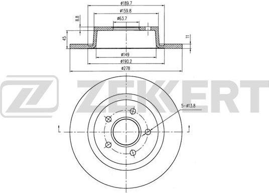 Тормозной диск Zekkert. Артикул BS-5963