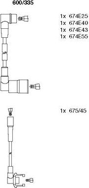 Высоковольтные провода (провода зажигания) (комплект) Bremi для Renault 19 II 1991-1993. Артикул 600/335