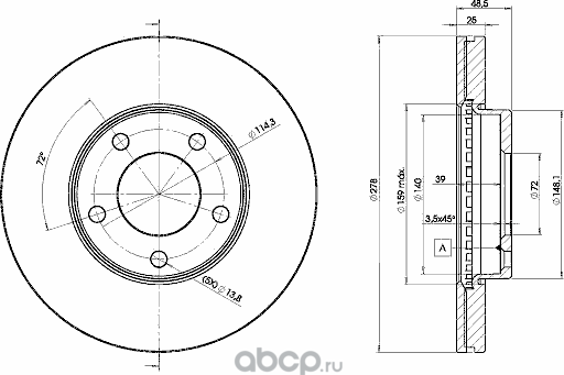 Диск торм пер вент Mazda 3 /03- (Icer). Артикул 78bd3272