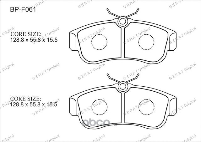Тормозные колодки Gerat BP-F061 (передние) Gerat. Артикул BPF061