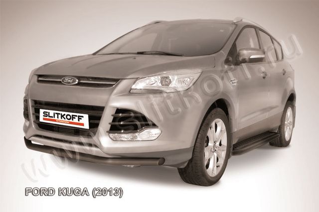 Защита Slitkoff переднего бампера d57 ЧЕРНАЯ матовая для Ford Kuga II 2013-2016. Артикул FKG13-004B